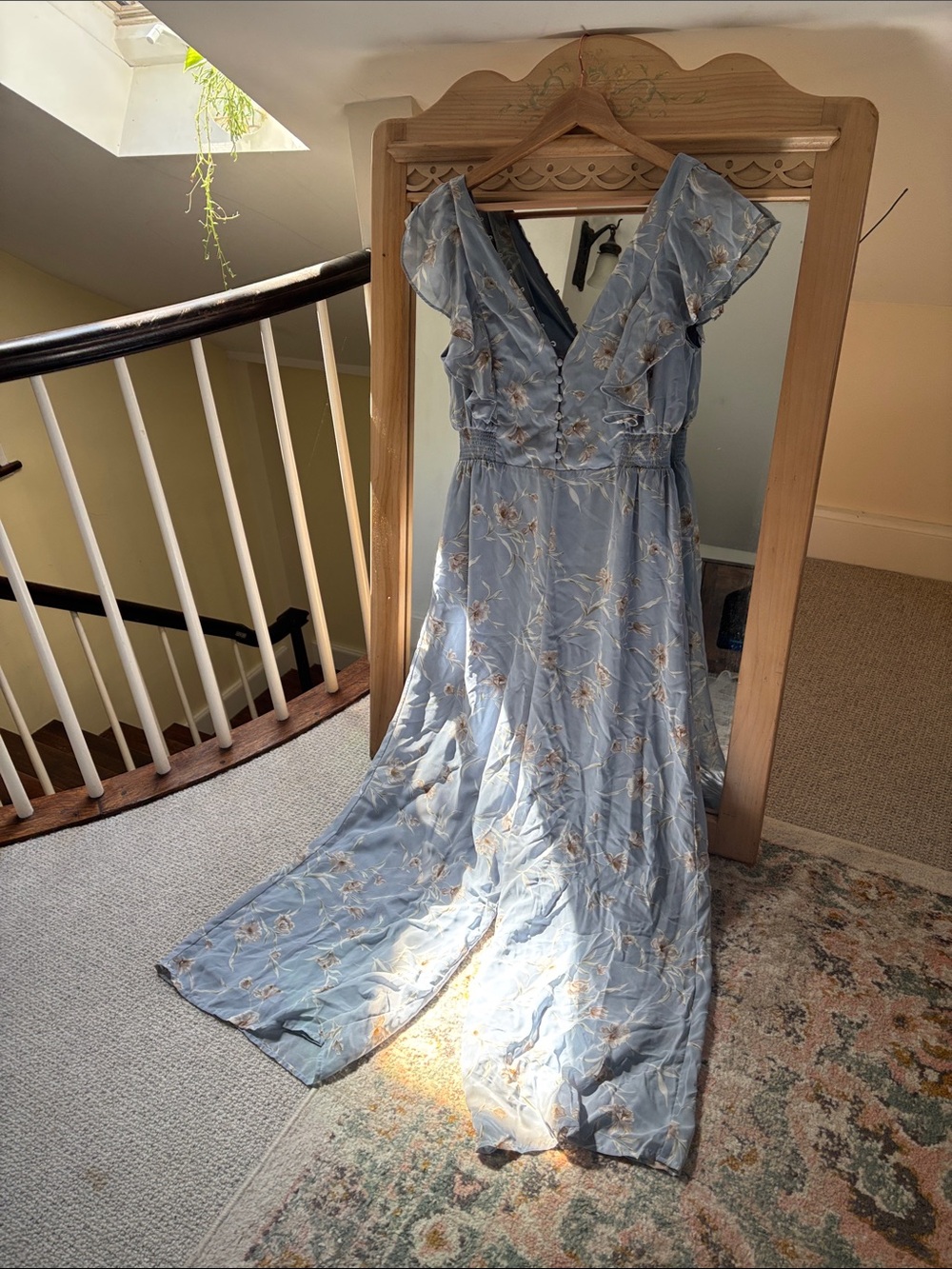 Light Blue Floral V-Neck Romper
